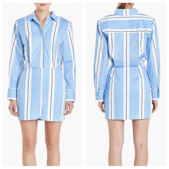 Grey Lab Stripe Power Shoulder Long Sleeve
Shirtdress | EXTRA SMALL NWT - Picture 1 of 11